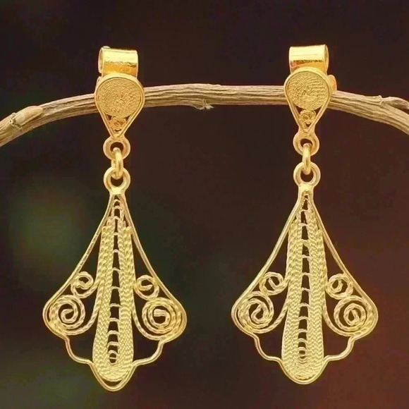 GlobeIn Jewelry - 24K Gold Plated 925 Sterling Silver Filigree
Dangle Earrings “Peruvian Lace” NEW